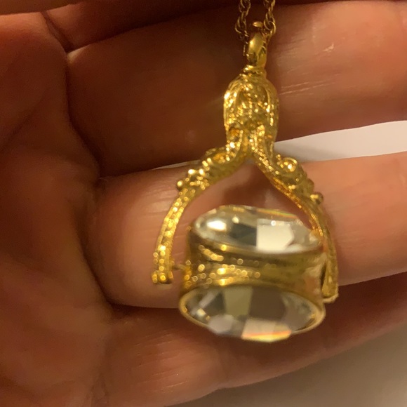 Vintage Joan Rivers Crystal Fidget Spin Gold Tone Necklace - Picture 10 of 12